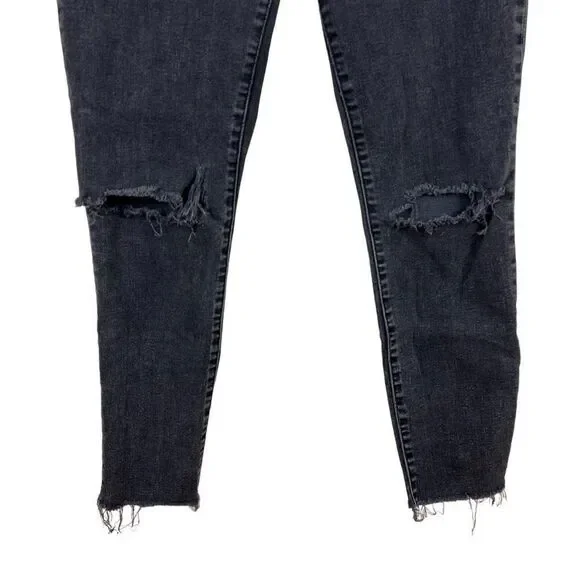 GAP True Skinny Gray wash Distressed Knee Denim Jeans Size 30 - Picture 5 of 8